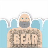 SlipperyJoeの毛むくじゃらの体クマ体男unshaven ca シール (正面)