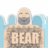 SlipperyJoeの毛むくじゃらの体クマ体男unshaven ca シール (正面)