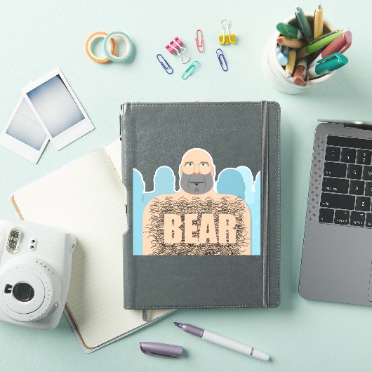 SlipperyJoeの毛むくじゃらの体クマ体男unshaven ca シール (iPadカバー)
