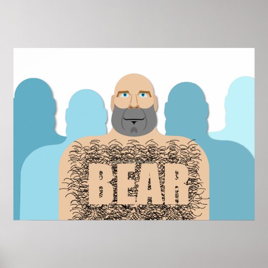 SlipperyJoeの毛むくじゃらの体クマ体男unshaven ca ポスター (正面)