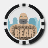 SlipperyJoeの毛むくじゃらの体クマ体男unshaven ca ポーカーチップ (正面)