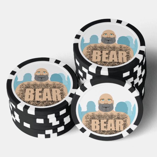 SlipperyJoeの毛むくじゃらの体クマ体男unshaven ca ポーカーチップ (積み重ね)