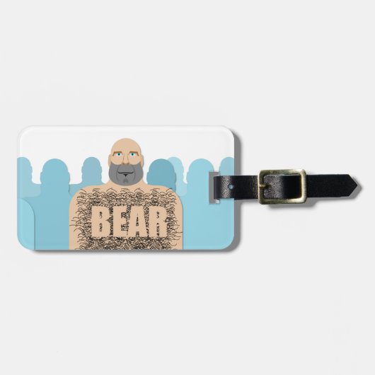SlipperyJoeの毛むくじゃらの体クマ体男unshaven ca ラゲッジタグ (正面横)