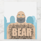 SlipperyJoeの毛むくじゃらの体クマ体男unshaven ca ワインラベル (シングルラベル)