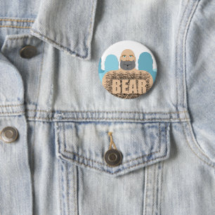 SlipperyJoeの毛むくじゃらの体クマ体男unshaven ca 缶バッジ