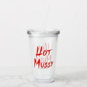 SlipperyJoeの熱いムッシーはっきりしたの鮮やかな赤い文字ブラシ アクリルタンブラー (裏面)
