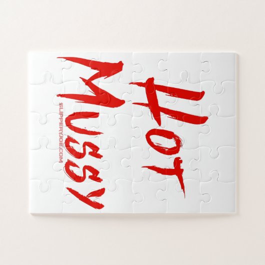 SlipperyJoeの熱いムッシーはっきりしたの鮮やかな赤い文字ブラシ ジグソーパズル (横)