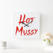 SlipperyJoeの熱いムッシーはっきりしたの鮮やかな赤い文字ブラシ スクエア壁時計 (ホーム)