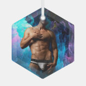 SlipperyJoeの男の下着芸術的のふくらみゲイpri ガラスオーナメント (正面)