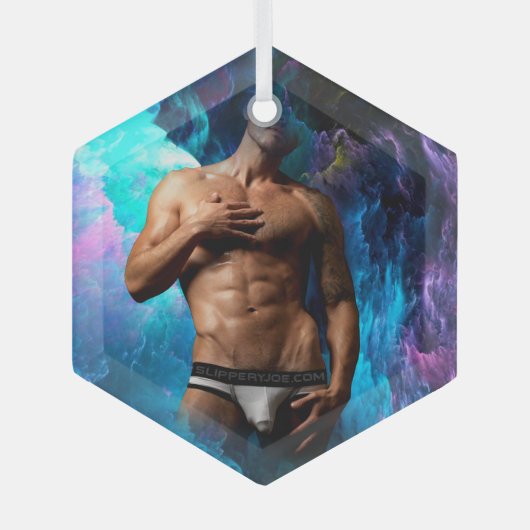 SlipperyJoeの男の下着芸術的のふくらみゲイpri ガラスオーナメント (正面)