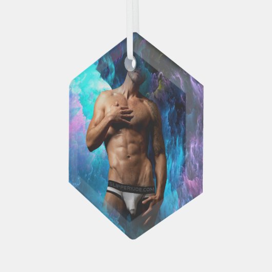 SlipperyJoeの男の下着芸術的のふくらみゲイpri ガラスオーナメント (正面左)