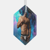 SlipperyJoeの男の下着芸術的のふくらみゲイpri ガラスオーナメント (正面右)