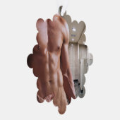 SlipperyJoeの男の6パックのシルクなしのセクシー6パック オーナメントカード (右)