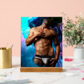 SlipperyJoeの男性の下着のふくらみ紫色の青いアバスト アクリルサイン (ウェディング)