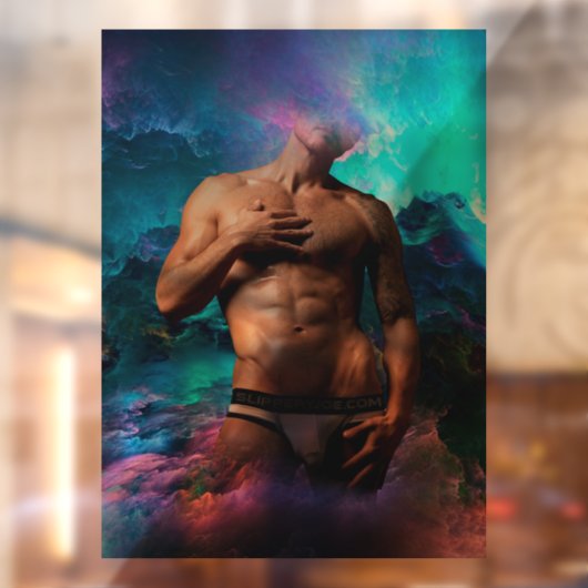 SlipperyJoeの男性の下着のふくらみ紫色の青いアバスト ウィンドウサイン (シート2)