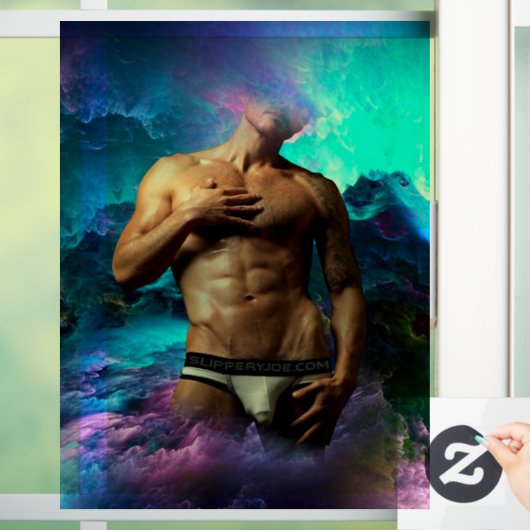 SlipperyJoeの男性の下着のふくらみ紫色の青いアバスト ウィンドウサイン (ホーム)