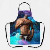 SlipperyJoeの男性の下着のふくらみ紫色の青いアバスト エプロン (正面)