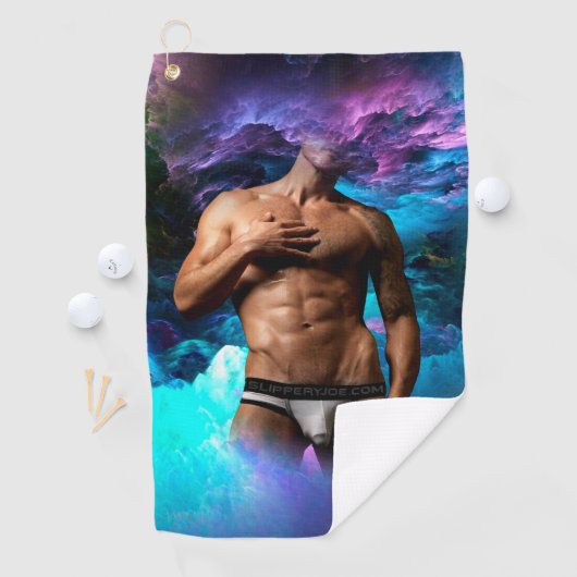 SlipperyJoeの男性の下着のふくらみ紫色の青いアバスト ゴルフタオル (インサイチュ)