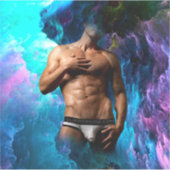 SlipperyJoeの男性の下着のふくらみ紫色の青いアバスト シール (正面)