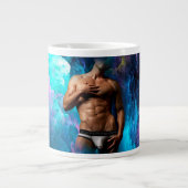 SlipperyJoeの男性の下着のふくらみ紫色の青いアバスト ジャンボコーヒーマグカップ (正面)