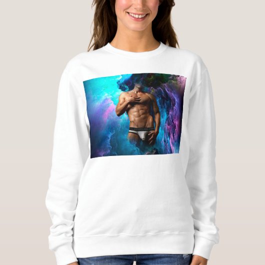 SlipperyJoeの男性の下着のふくらみ紫色の青いアバスト スウェットシャツ (正面)