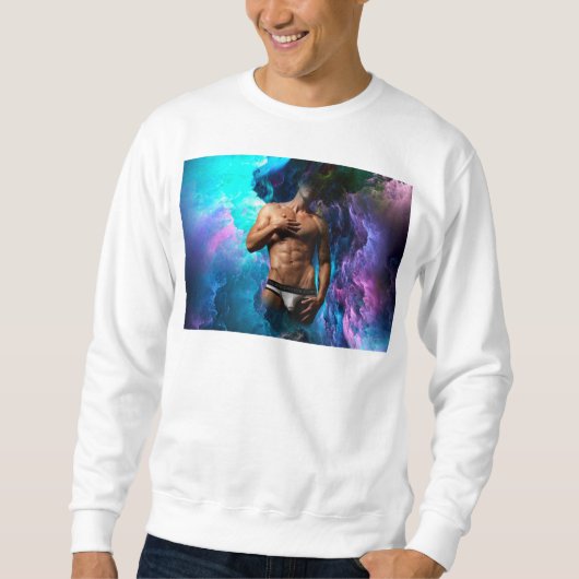 SlipperyJoeの男性の下着のふくらみ紫色の青いアバスト スウェットシャツ (正面)