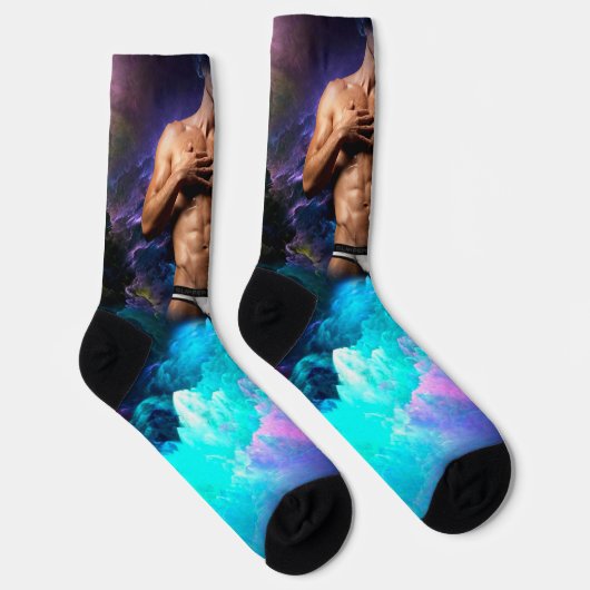 SlipperyJoeの男性の下着のふくらみ紫色の青いアバスト ソックス (右)