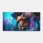 SlipperyJoeの男性の下着のふくらみ紫色の青いアバスト デスクマット (正面)