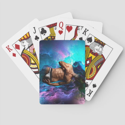 SlipperyJoeの男性の下着のふくらみ紫色の青いアバスト トランプ (裏面)