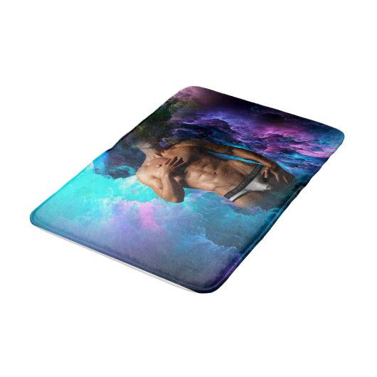 SlipperyJoeの男性の下着のふくらみ紫色の青いアバスト バスマット (アングル)