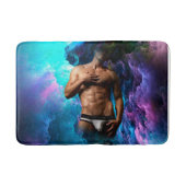 SlipperyJoeの男性の下着のふくらみ紫色の青いアバスト バスマット (正面)