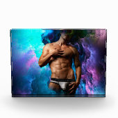 SlipperyJoeの男性の下着のふくらみ紫色の青いアバスト フォトブロック (正面)