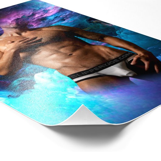 SlipperyJoeの男性の下着のふくらみ紫色の青いアバスト フォトプリント (角)