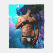 SlipperyJoeの男性の下着のふくらみ紫色の青いアバスト フリースブランケット (正面)