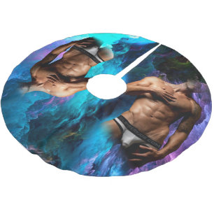 SlipperyJoeの男性の下着のふくらみ紫色の青いアバスト ブラッシュドポリエステルツリースカート