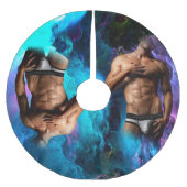 SlipperyJoeの男性の下着のふくらみ紫色の青いアバスト ブラッシュドポリエステルツリースカート (正面)