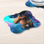 SlipperyJoeの男性の下着のふくらみ紫色の青いアバスト ペーパーコースター (アングル)