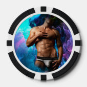 SlipperyJoeの男性の下着のふくらみ紫色の青いアバスト ポーカーチップ (正面)