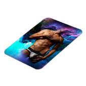 SlipperyJoeの男性の下着のふくらみ紫色の青いアバスト マグネット (左側)