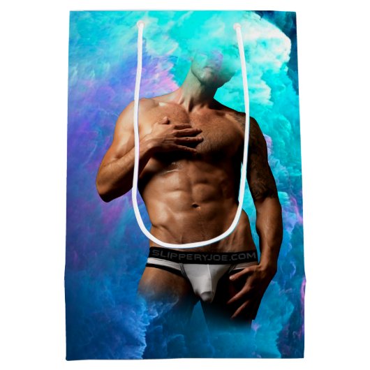 SlipperyJoeの男性の下着のふくらみ紫色の青いアバスト ミディアムペーパーバッグ (裏面)