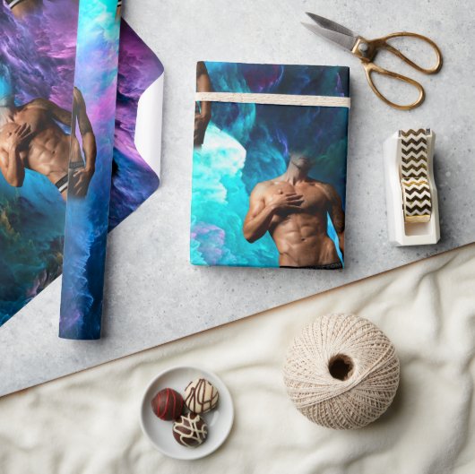 SlipperyJoeの男性の下着のふくらみ紫色の青いアバスト ラッピングペーパー (クラフト)