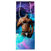 SlipperyJoeの男性の下着のふくらみ紫色の青いアバスト ワインギフトバッグ (裏面)