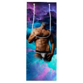 SlipperyJoeの男性の下着のふくらみ紫色の青いアバスト ワインギフトバッグ (正面)