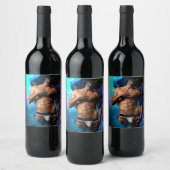 SlipperyJoeの男性の下着のふくらみ紫色の青いアバスト ワインラベル (ボトル)