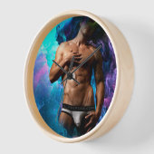 SlipperyJoeの男性の下着のふくらみ紫色の青いアバスト 壁時計 (傾斜)