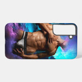 SlipperyJoeの男性の下着のふくらみ紫色の青いアバスト Samsung Galaxyケース (裏面横)