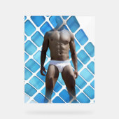 SlipperyJoeの男性の下着6パック胸abs男性 アクリルサイン (正面)