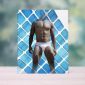 SlipperyJoeの男性の下着6パック胸abs男性 アクリルサイン (ニュートラル)