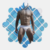 SlipperyJoeの男性の下着6パック胸abs男性 オーナメントカード (正面)