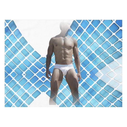 SlipperyJoeの男性の下着6パック胸abs男性 テーブルクロス (正面(横))